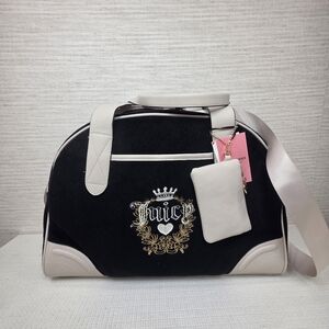 Juicy Couture Weekender Bag Heritage Velour Bowler Duffle + Coin purse NWT